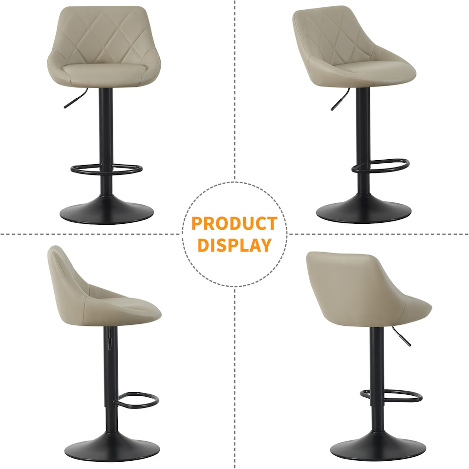 image 1 of MCC Direct Set of 2 Height Adjustable Bar Stool Kitchen Breakfast Chairs Stanley