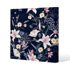 Tropical White & Pink Flowers (Canvas Print) 46 x 46 x 4cm