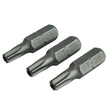 Faithfull Security S2 Grade Steel Screwdriver Bits - Multi Colour - T25Sx25mm Pack of 3