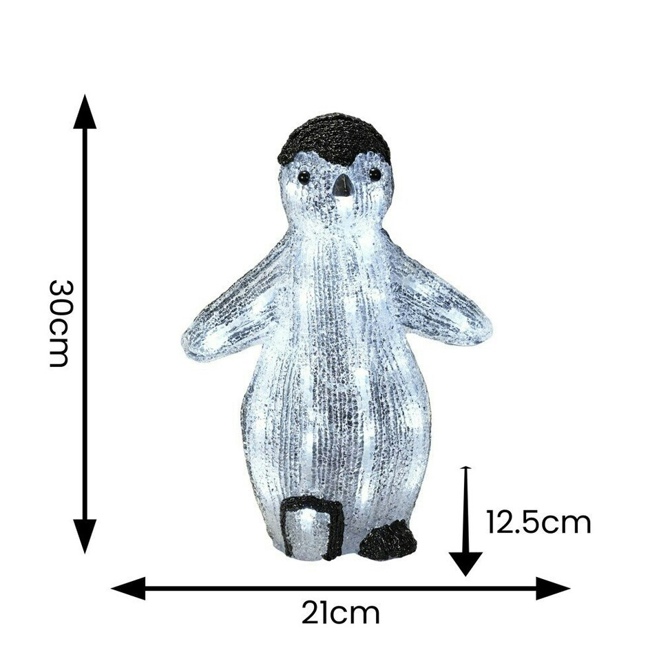 image 1 of ValueLights Christmas Penguin White Illuminated Decoration and Integrated LED 1W Cool White Bulb