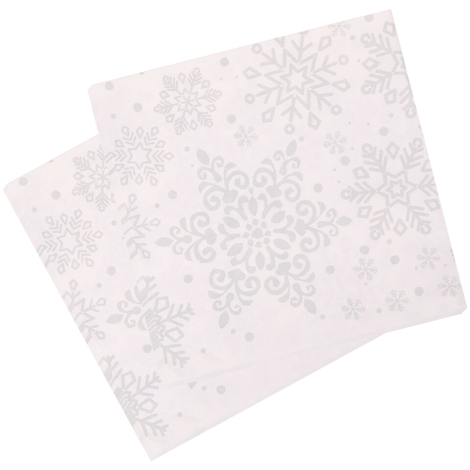 image 1 of 33 x 33cm White Christmas Party Disposable Paper Napkins 2 Ply - 20pcs