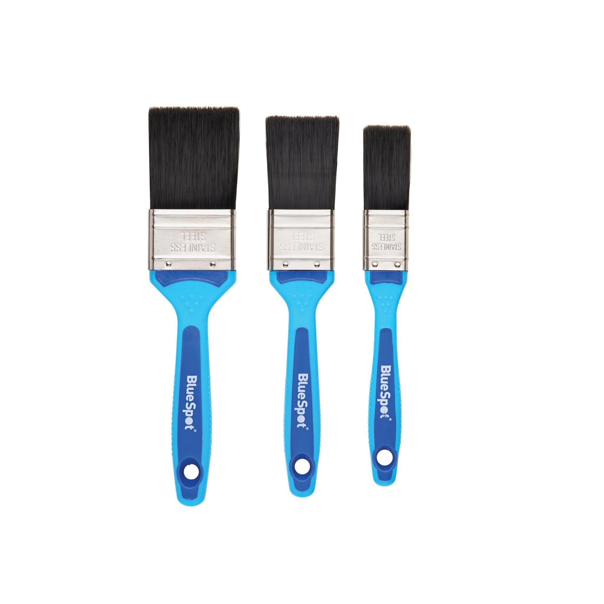 Bluespot Tools Soft Grip Synthetic Paint Brush Set, 3 Piece Multi Multi Colour 1