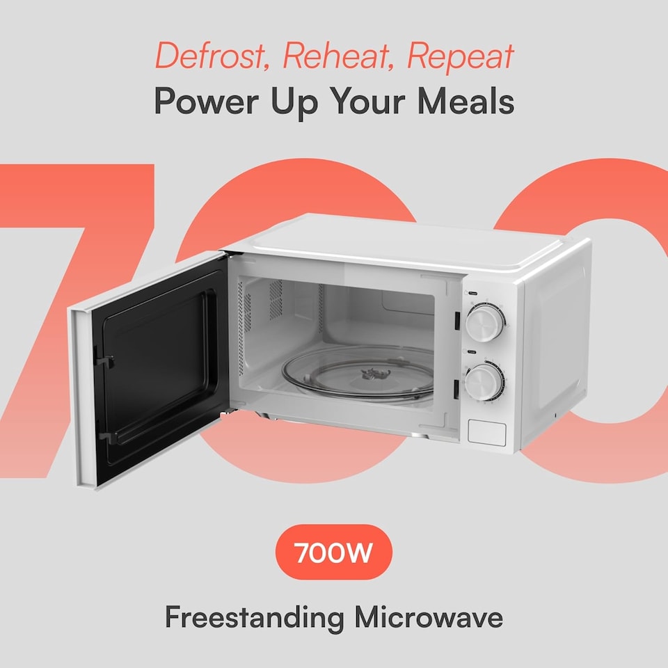 image 1 of 20L Freestanding Microwave Oven with Mechanical Controls 700W - White