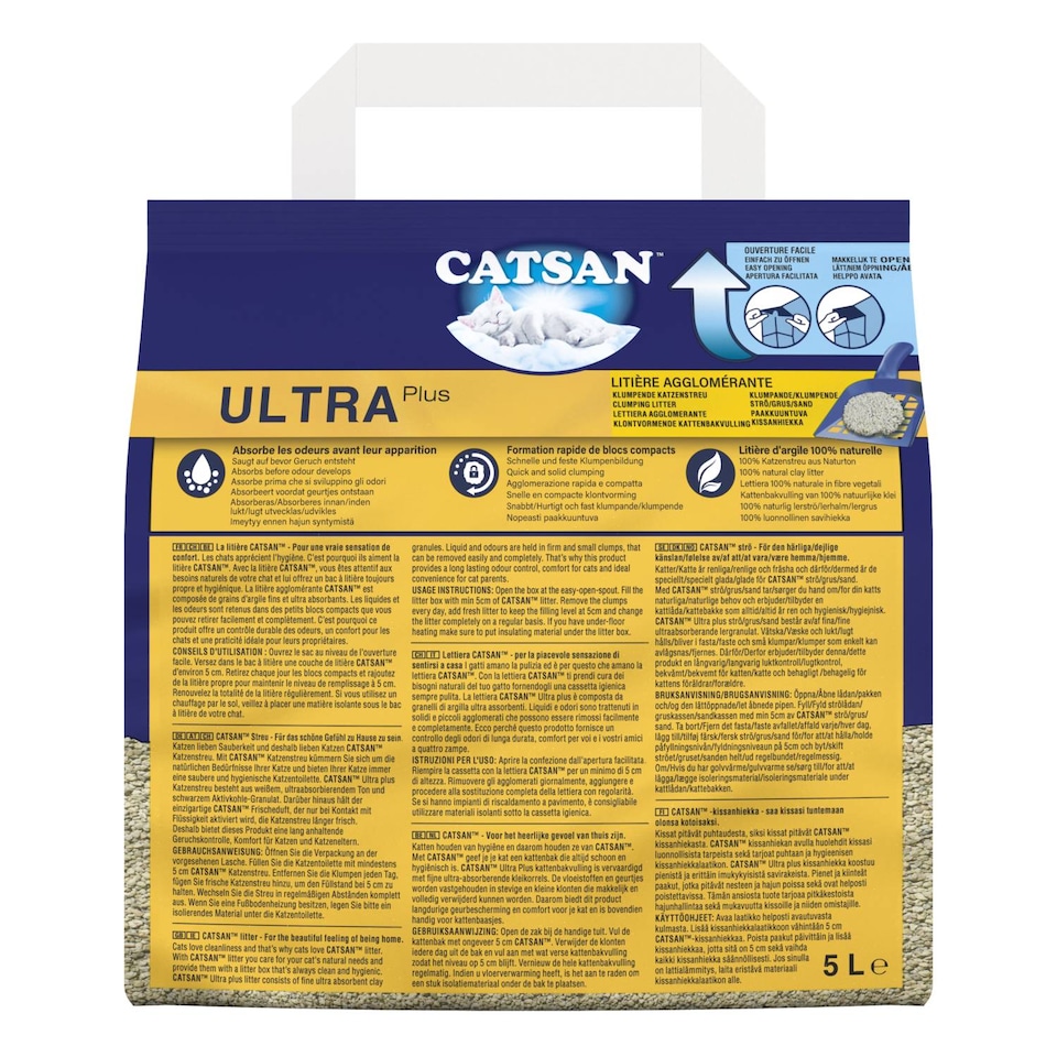 image 1 of 15L Catsan Ultra Clumping Odour Control Cat Litter 15 Litres (3x5L) Kitten