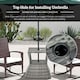 image 4 of Outsunny Rattan Wicker Tea Coffee Table w/ Umbrella Hole and Storage Space Grey