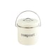 image 1 of Apollo 3L Cream Metal Kitchen Compost Caddy with Lid and Activated Charcoal Filter Countertop Food Waste Bin Odor Control Handle