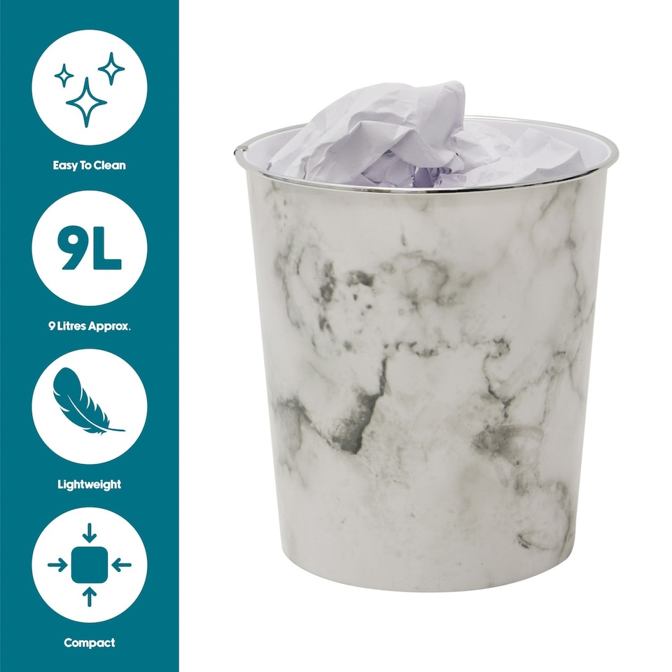 image 1 of JVL Small Marble Waste Paper Bin Multi