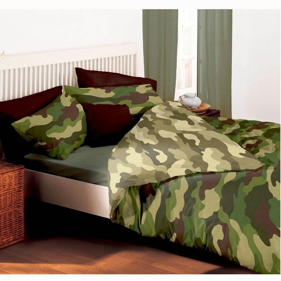 image 1 of Bedding & Beyond Camo Duvet Cover Set - Khaki Green - Double Green | Double