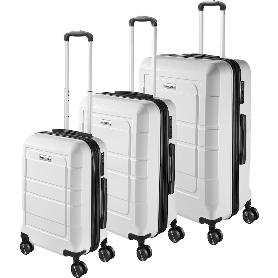 image 1 of Suitcase Luggage Set - L, M and S sizes, ABS plastic, swivel wheels, combination lock | White | white | 1