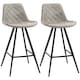 image 1 of HOMCOM Set Of 2 Bar Stools Vintage Microfiber Cloth Tub Seats Padded Steel Grey