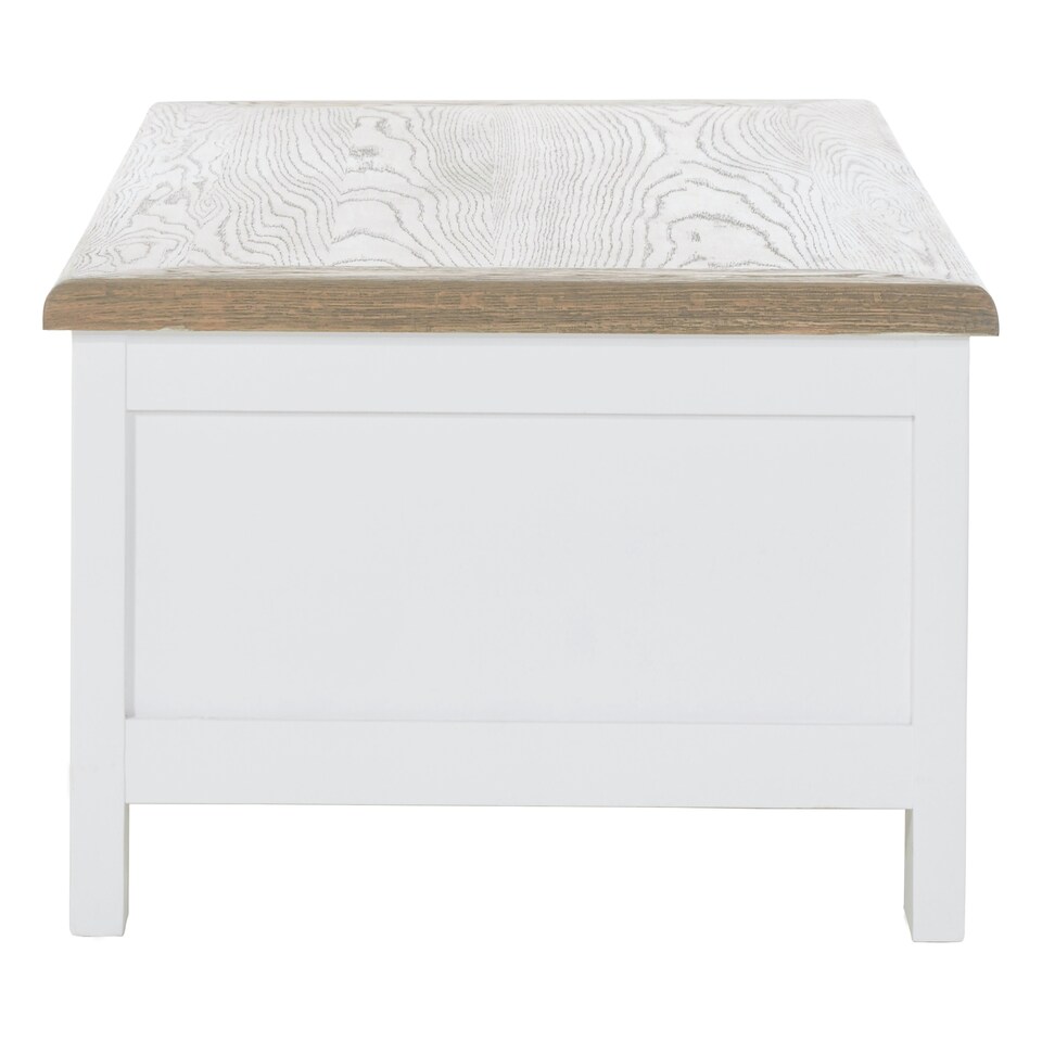 image 1 of 2 Drawer Coffee Table With White Beech Wood Cabinet,Rectangular Table,Storage Table With Metal Handles White