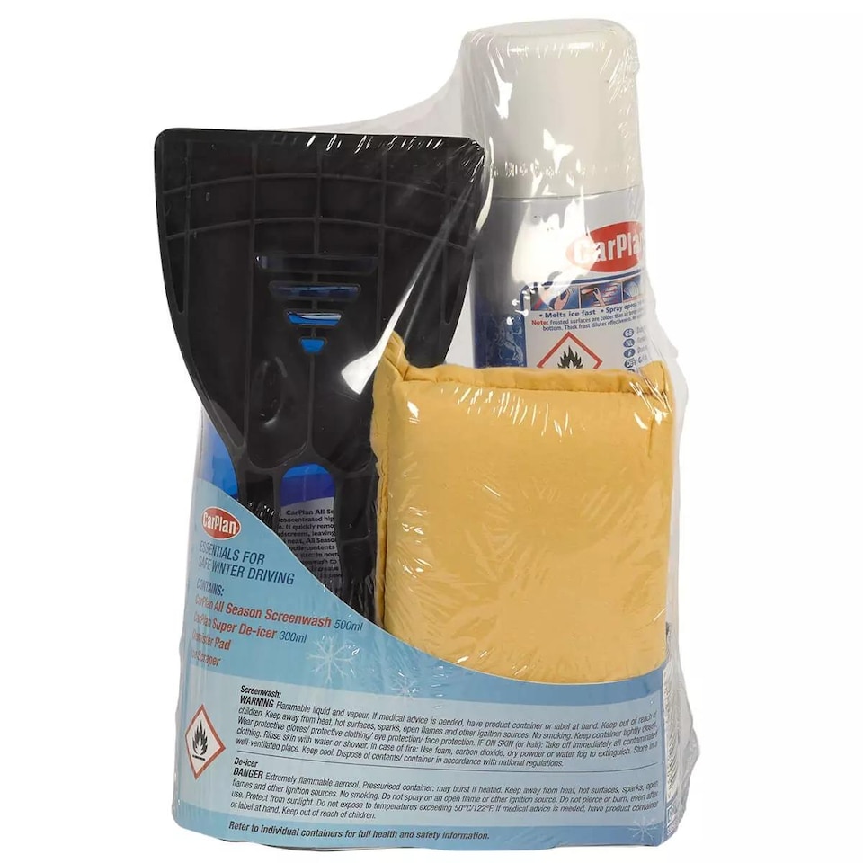 image 1 of Carplan Winter Essential Car Care Travel Kit Scraper De-Icer Screen Wash x3