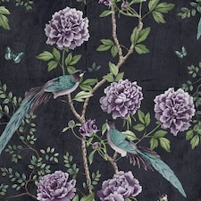 Vintage Chinoiserie Wallpaper in Midnight Multi