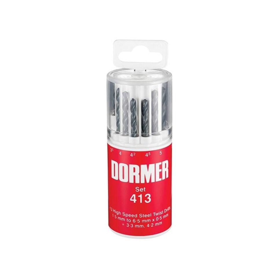Dormer A191 High Speed Steel Drill Set - Metric - Multi Colour - Set of 13 1.5-6.5 x 0.5mm