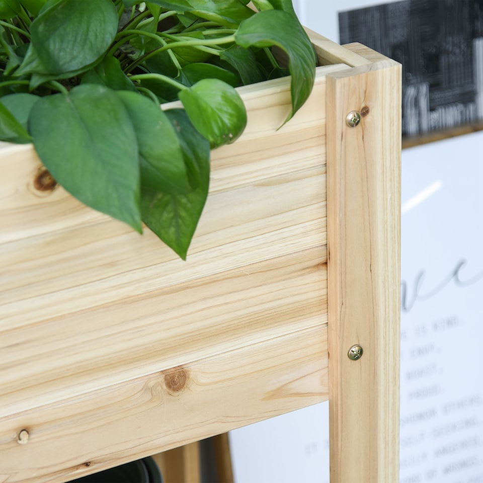 image 1 of Outsunny Wooden Raised Garden Bed Plant Stand Box with Clapboard 100 x 40 x 84cm