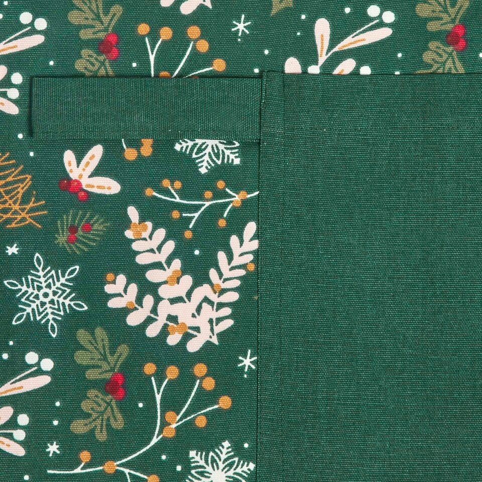 image 1 of Homescapes Festive Forest Green Christmas Apron | Green