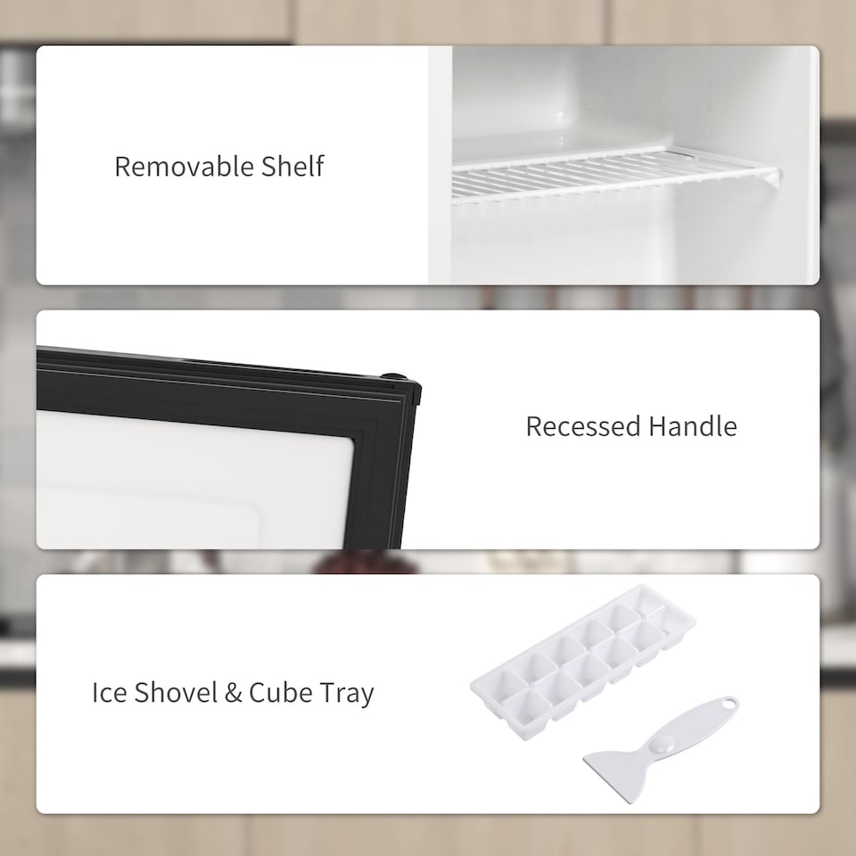 image 1 of HOMCOM Tabletop Mini Freezer with 35 Litre Capacity, Small Freezer with Reversible Door, Adjustable Temperature and Removable Wire Shelf for Bedrooms, Home Office, Black