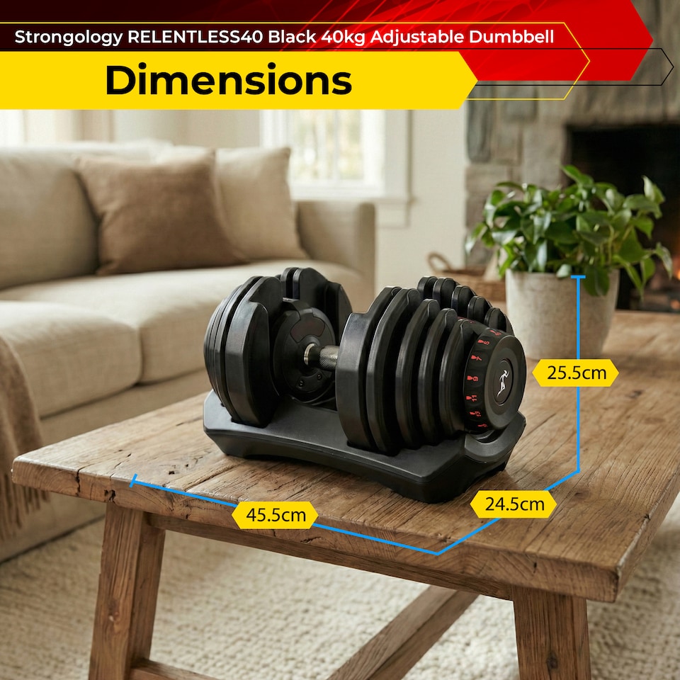 image 1 of Strongology Adjustable Smart Dumbbell Pair from 5kg to 40kg Home Fitness Weights