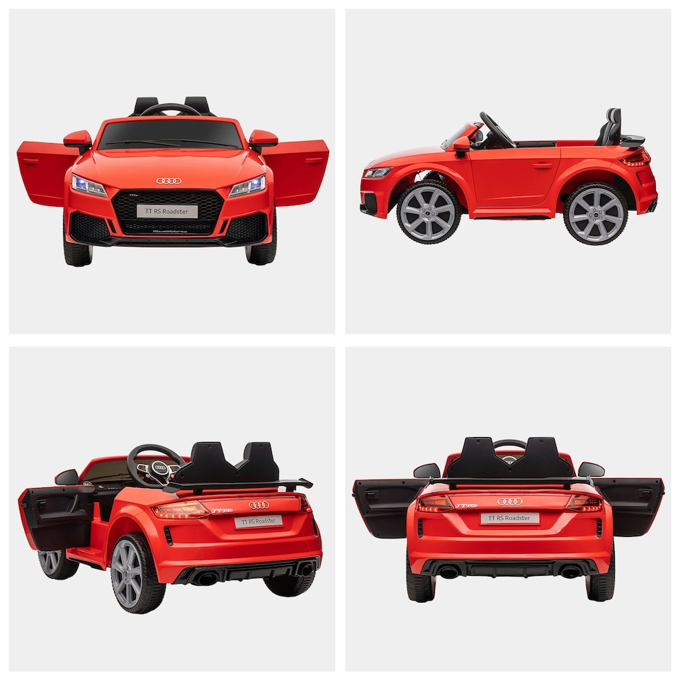 image 1 of HOMCOM 12V Battery Licensed Audi TT RS Ride-On Car w/ Headlight, Red
