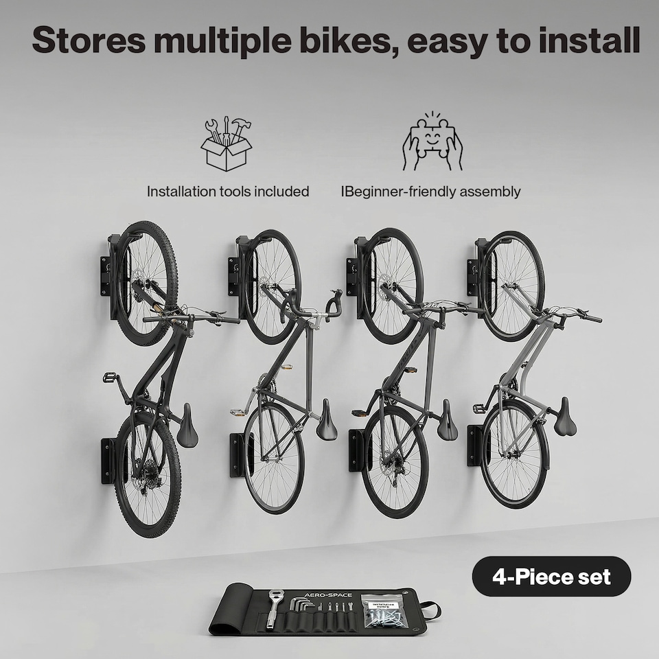 image 1 of MONVELO Bike Rack Hook-mounted Parking Rack Swivel Bike Wall Mount Bike Storage