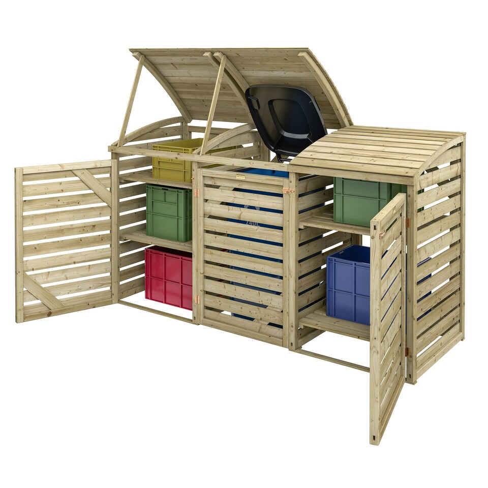 image 1 of Rowlinson Timber Single Bin Store With Double Box Store Brown