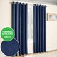 image 1 of Enhanced Living Vogue Navy 90 x 90 inch (229x229cm) Eyelet Thermal Noise reducing Dim Out Curtains (PAIR)