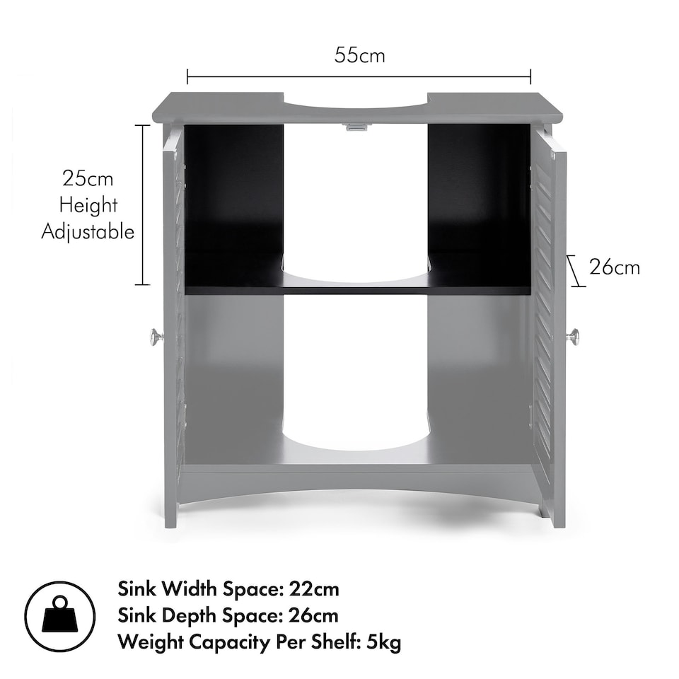 image 1 of VonHaus Shrewsbury Black Under Sink Bathroom Cabinet