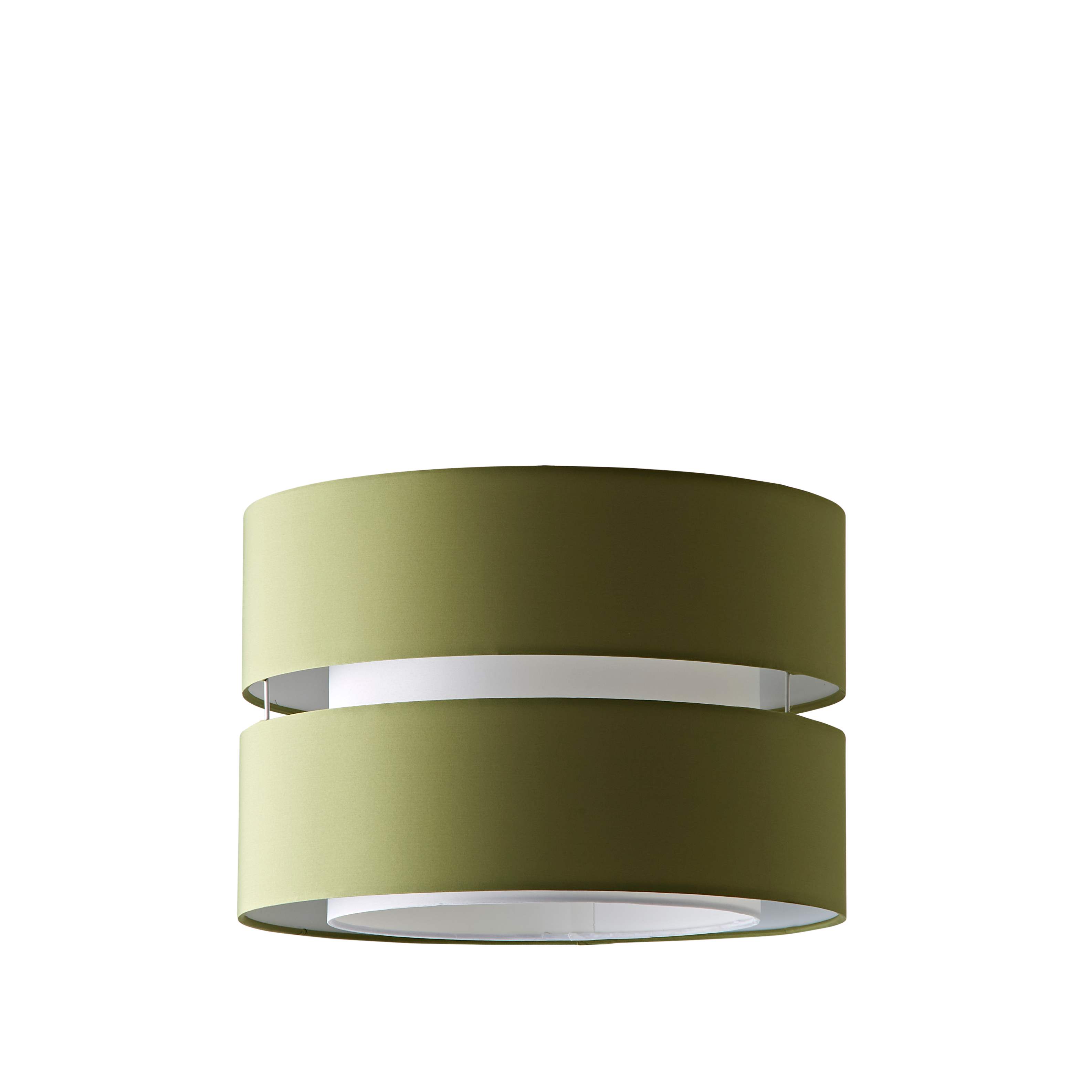 ValueLights Sophia Tier Large 35cm Drum Easy Fit Ceiling Light Lamp Shade & Bulb in Olive | Size: 14 inches