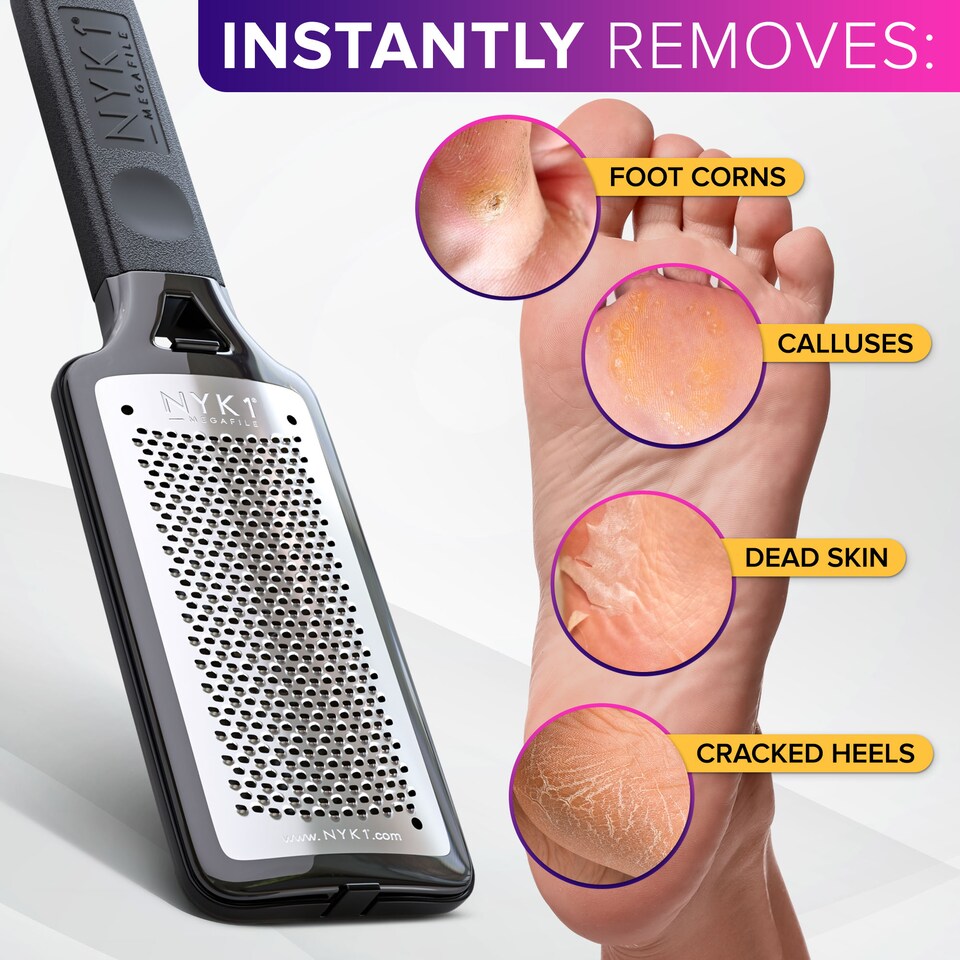 image 1 of NYK1 MegaFile Callus Remover for Feet with Catcher (XL Size) Rustproof Foot File for Wet & Dry Use