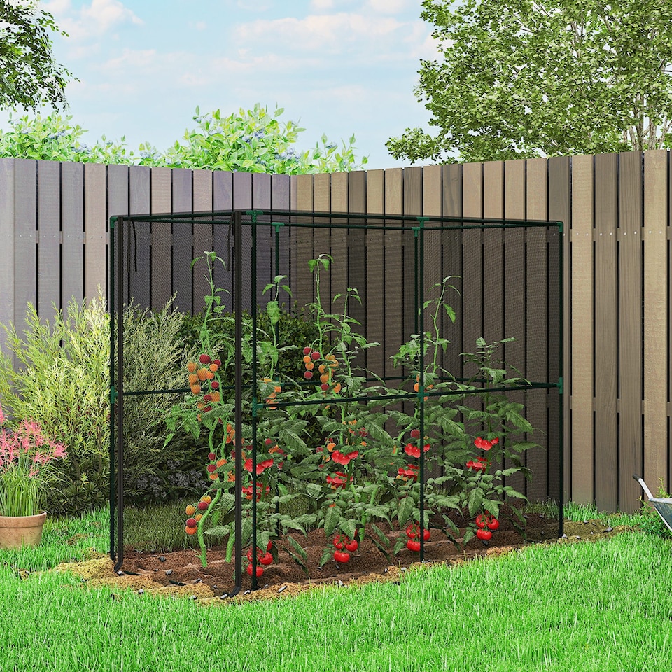 image 1 of Outsunny Fruit Cage Bird Netting, Heavy Duty Plant Protection Tent, Black
