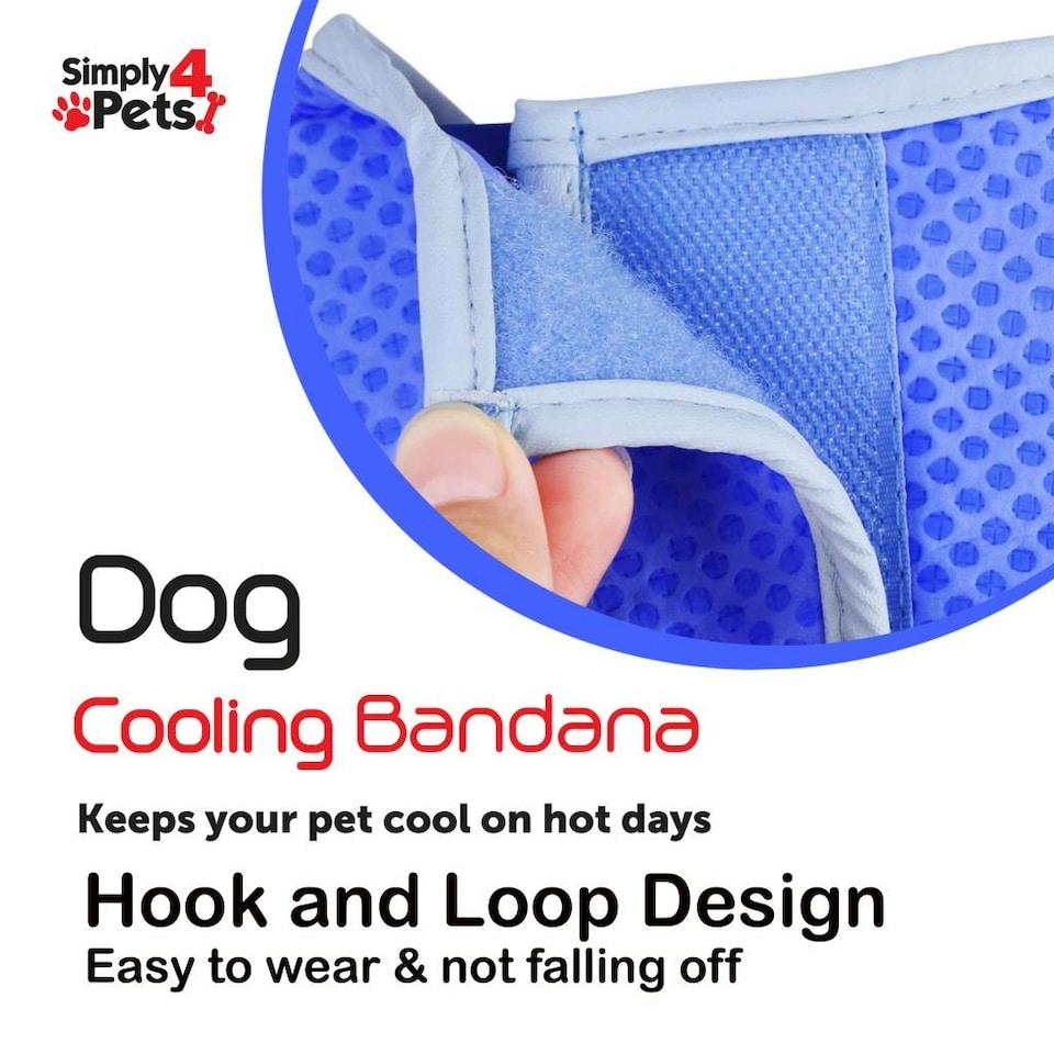 image 1 of Dog Cat Puppy Cooling Bandana Pet Cooler Ice Cool Scarf Collar Relief Med. Large Blue | L