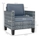 image 3 of Outsunny Single Seater Rattan Garden Armchair, PE Wicker Rattan Chair with Armrests and Cushions, Garden Chair with Galvanised Steel Frame for Conservatory, Porch, Light Grey | Grey | One Size