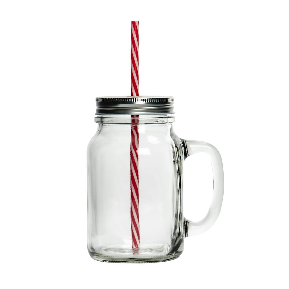 image 1 of Rink Drink Mason Drinking Jar Glasses with Straws - 620ml - Pack of 4 Clear