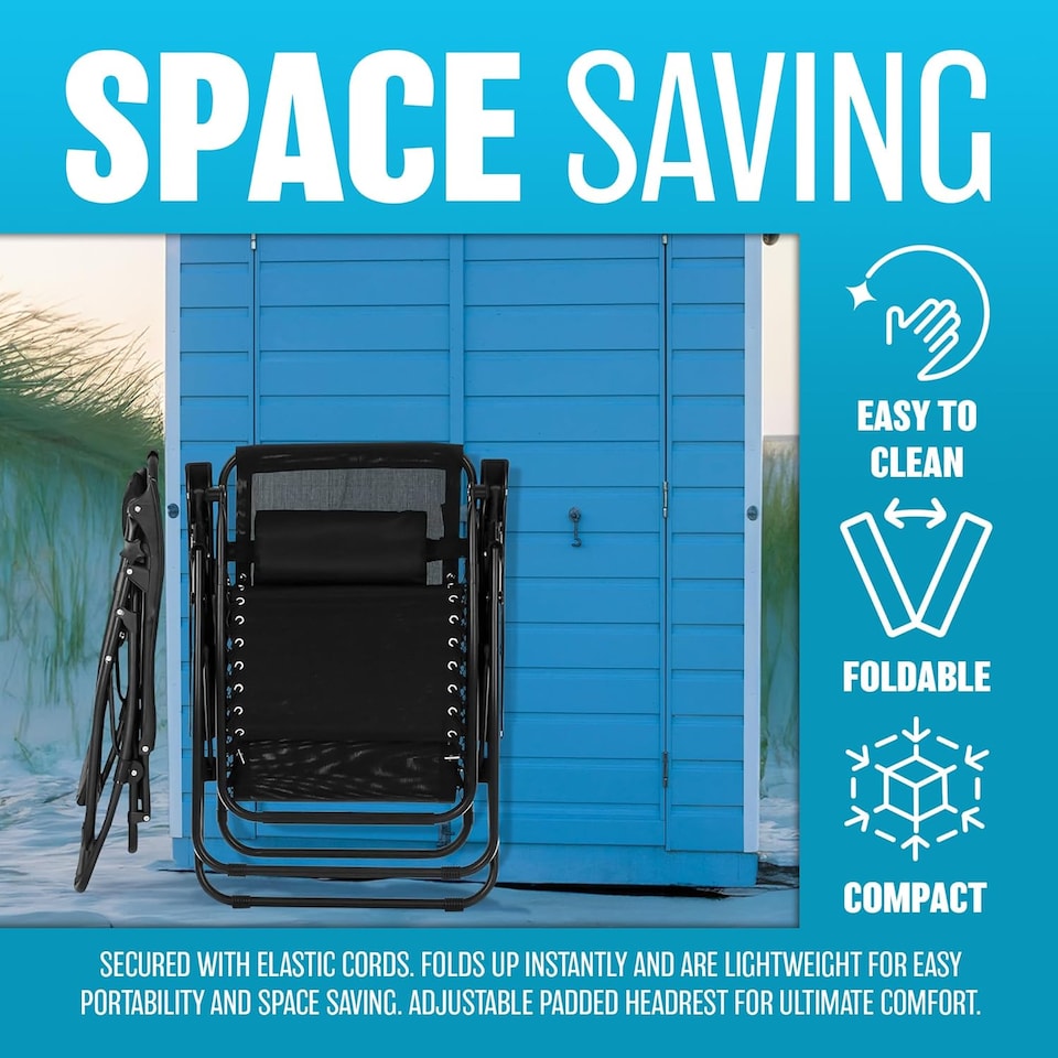 image 1 of 2 X Zero Gravity Chairs Garden Reclining Recliner Relaxer Sun Lounger