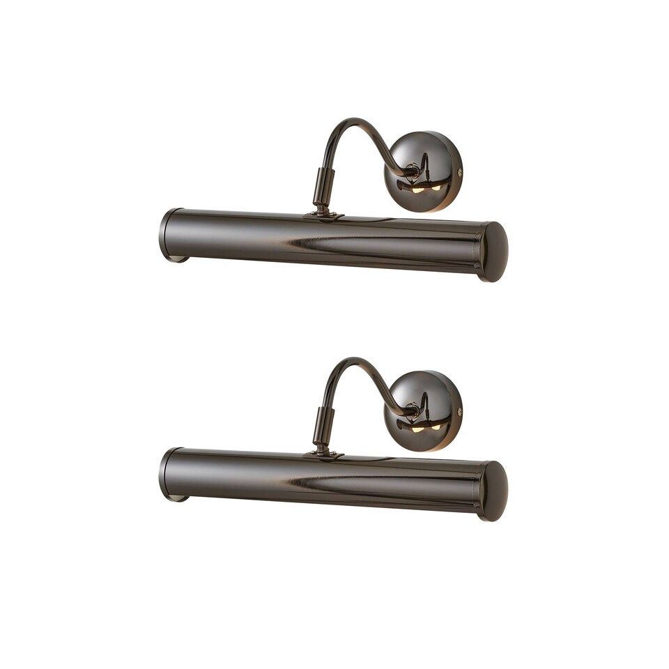 image 1 of ValueLights Gemini Pair Black Chrome Twin Picture Wall Lights | Black