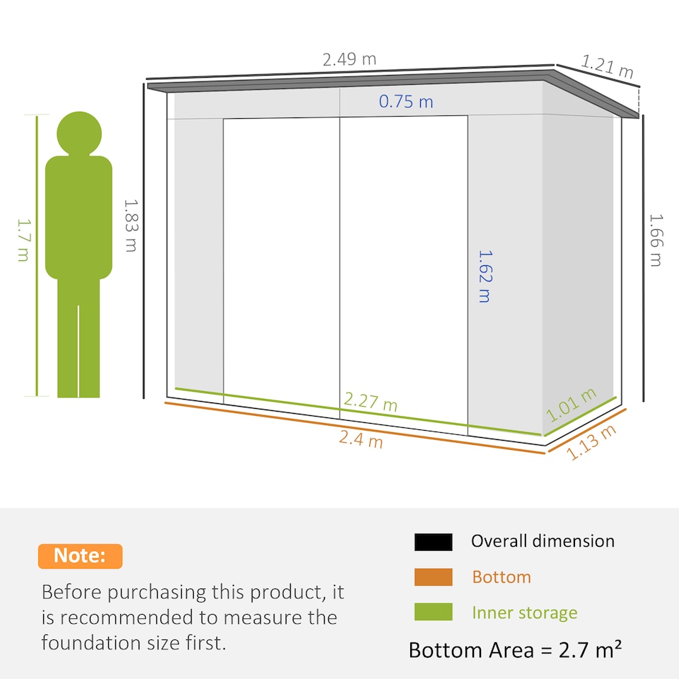 image 1 of Outsunny 8 x 4FT Garden Shed, Galvanised Metal Shed, Easy to Assemble, Outdoor Tool Storage Shed with Pent Roof, Lockable Door and 2 Vents, Light Grey | Grey | 1