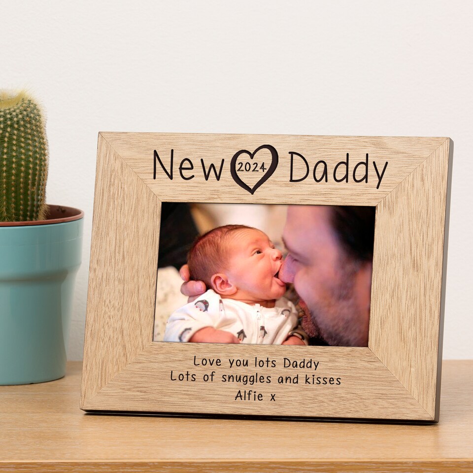 image 1 of Personalised New Daddy Wood Picture Frame 7 x 5 New Baby Dad