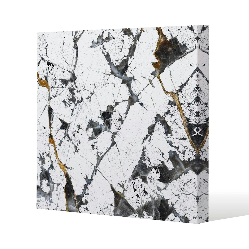 image 1 of Black & Gold Marble (Canvas Print) 46 x 46 x 4cm