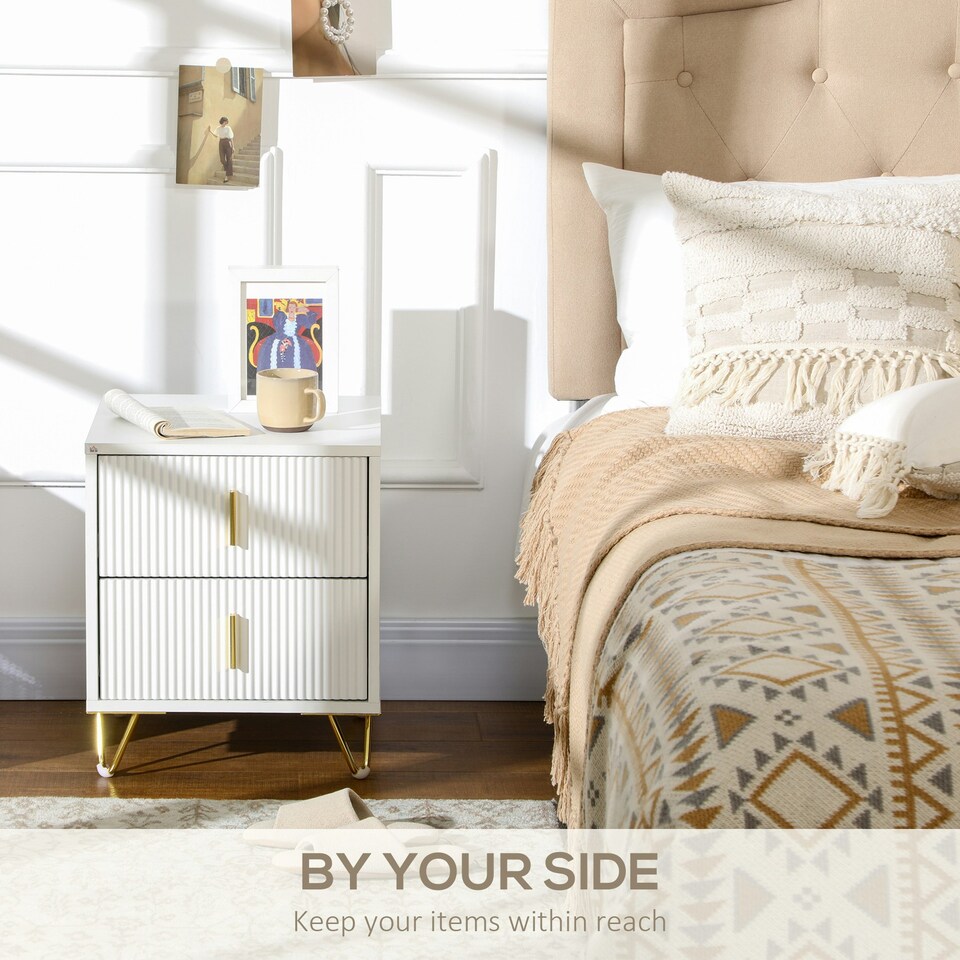image 1 of HOMCOM 2 Drawer Dresser, Chest of Drawers Storage Cabinet, White