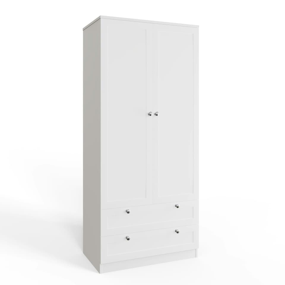image 1 of FWStyle Artus Shaker 2 Door 2 Drawer Combination Wardrobe Matt White White