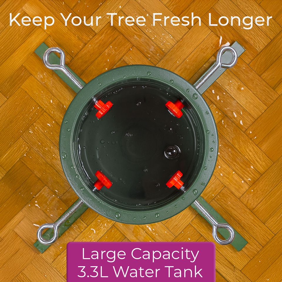 image 1 of Neo Christmas Tree Stand for Real Trees up to 8ft Extra Large Heavy Duty Metal Base | Green | Green