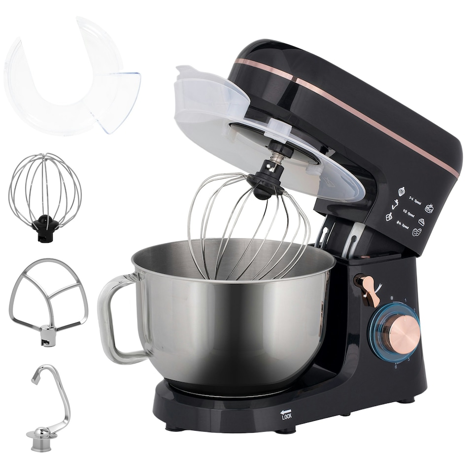 image 1 of HOMCOM Electric Stand Mixer, 5L Food Mixer with Dough Hook, Whisk, Black