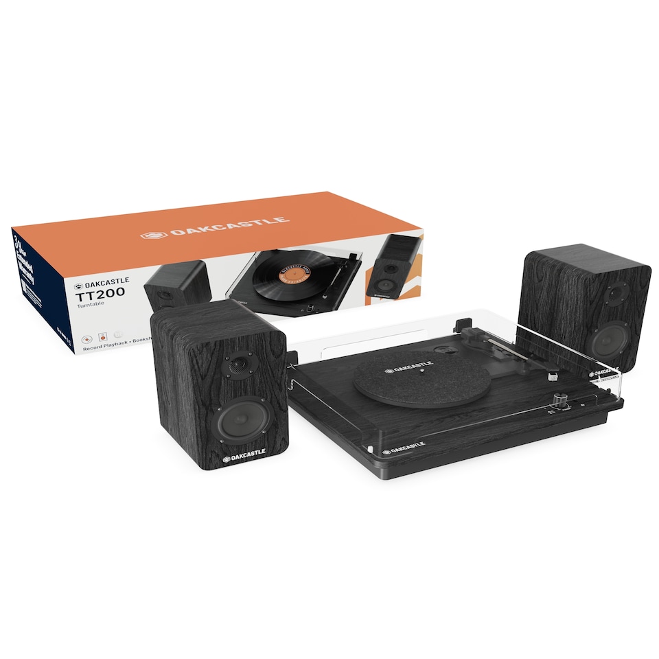 image 1 of Oakcastle TT200 Record Player | Built in Speakers 20W | 33/45/78 RPM | Separate Bookshelf Speakers 50W