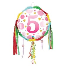 Age 5 Pink Dots Pull String Pinata