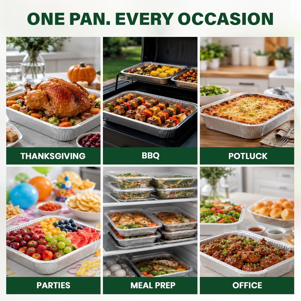 image 1 of ECONX No9 Large Aluminium Foil Containers With Lid 9x9" Takeaway Catering Meal Prep Foil Baking Tray Pack Of 200