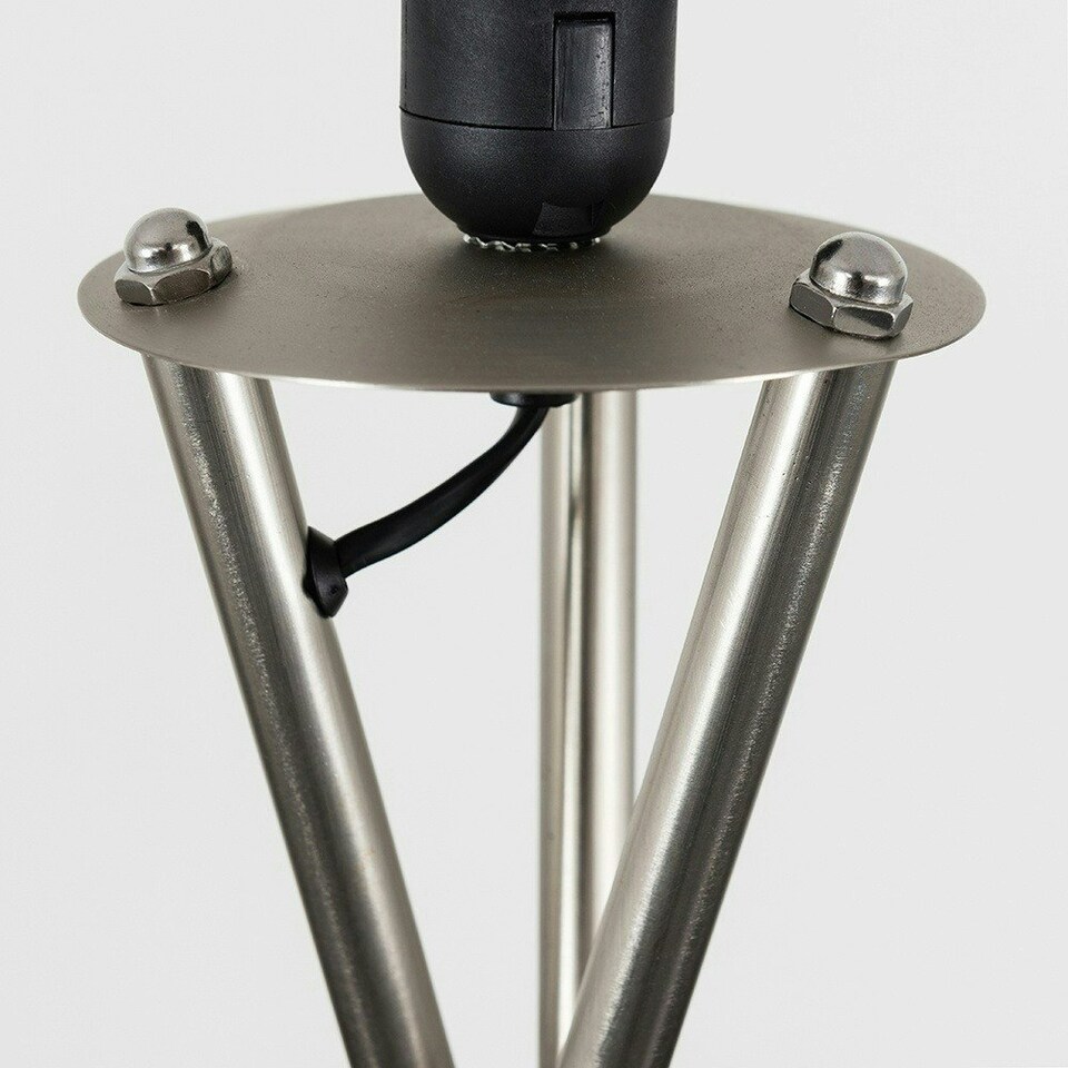 image 1 of ValueLights Camden Brushed Chrome Metal Stem Tripod Floor Lamp Silver