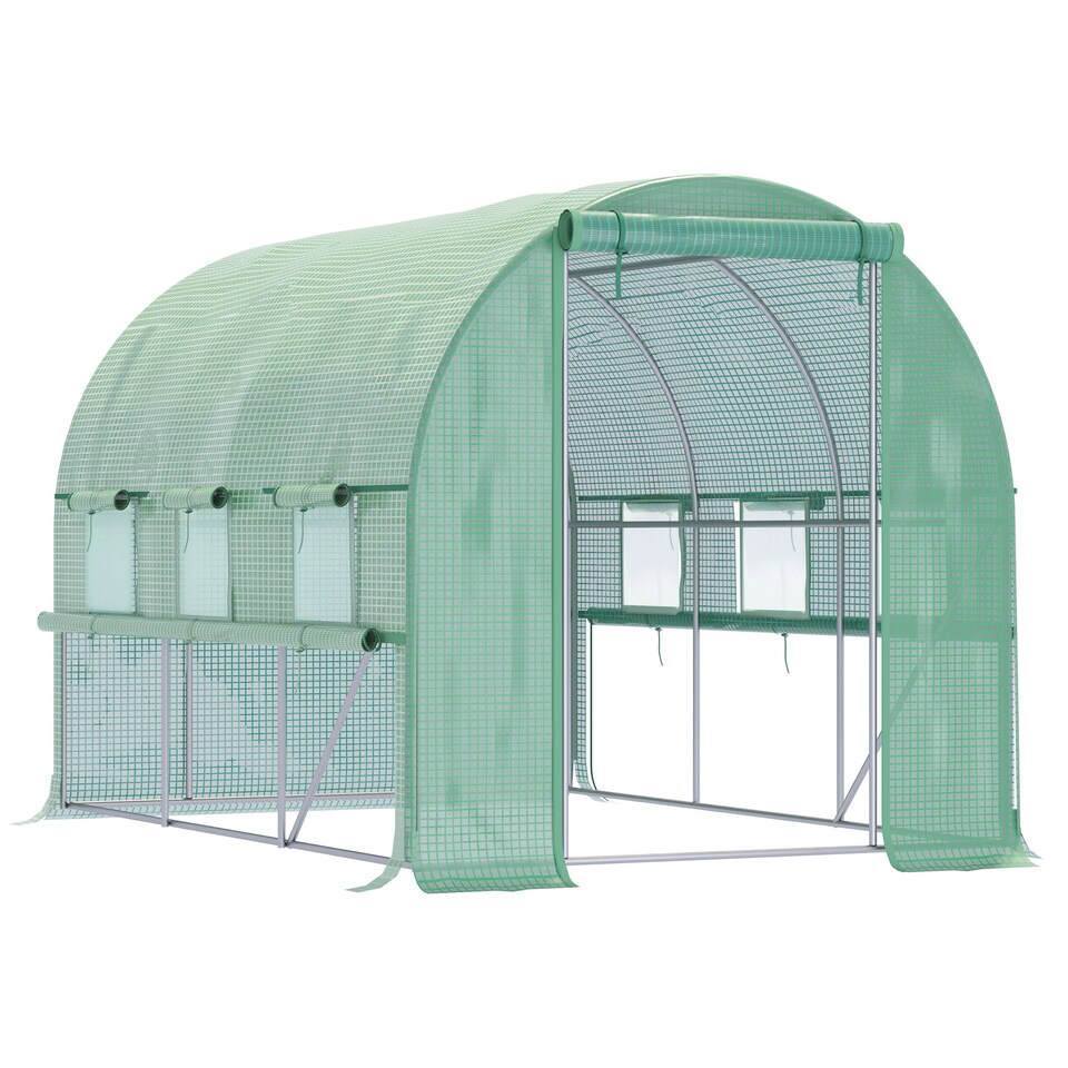 image 1 of Outsunny 3 x 2 x 2m Polytunnel Green House w UV-resistant PE Cover, Green