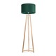 image 1 of ValueLights Lottie Natural Wood Tripod Floor Lamp Forest Green Velvet Shade | Green