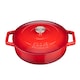 image 3 of Cooks Professional Cast Iron Casserole Dish 28cm - Ovenproof Pan with Lid | Red | Red