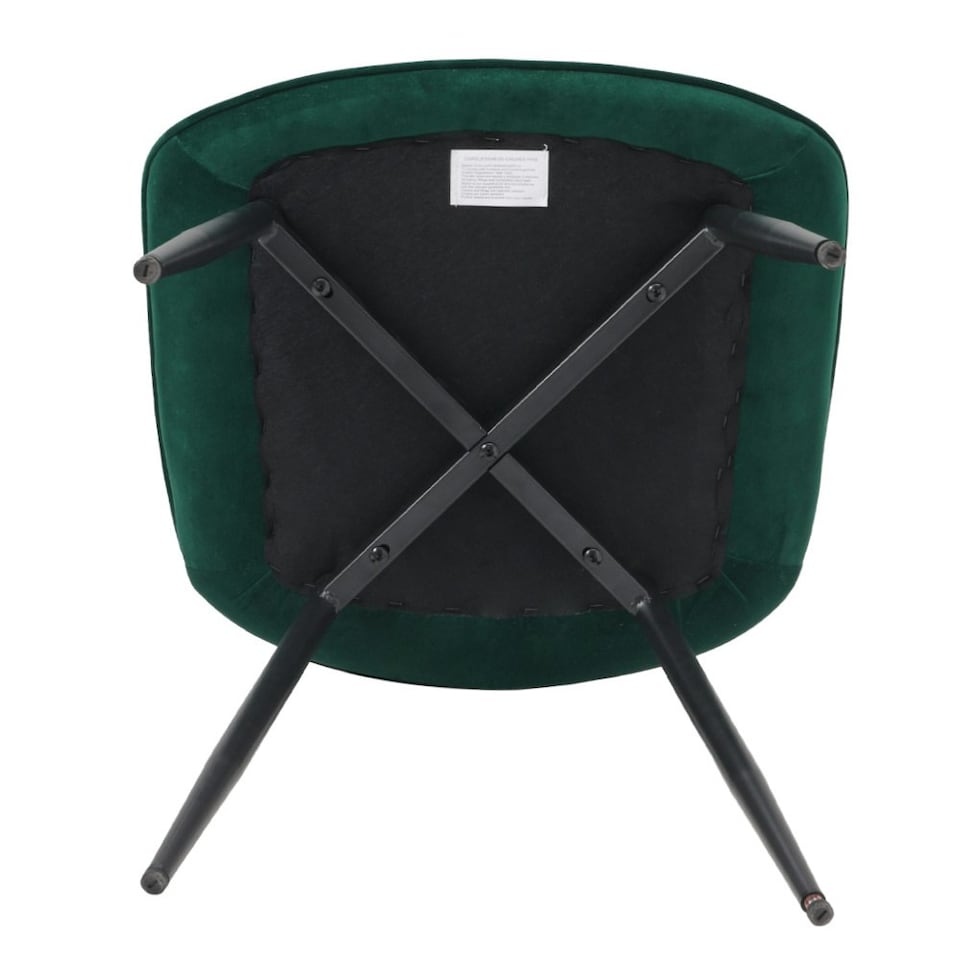 image 1 of Living and Home Velvet Upholstered Dining Chairs with Metal Legs x2 - Green